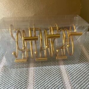 12 Elegant Gold/Brass  Curtain Rod Hooks
